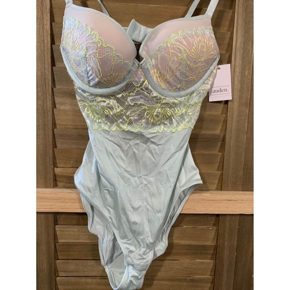 NWT Auden Lingerie Body Suit One Piece Underwear Sexy Women Size XS Blue Yellow